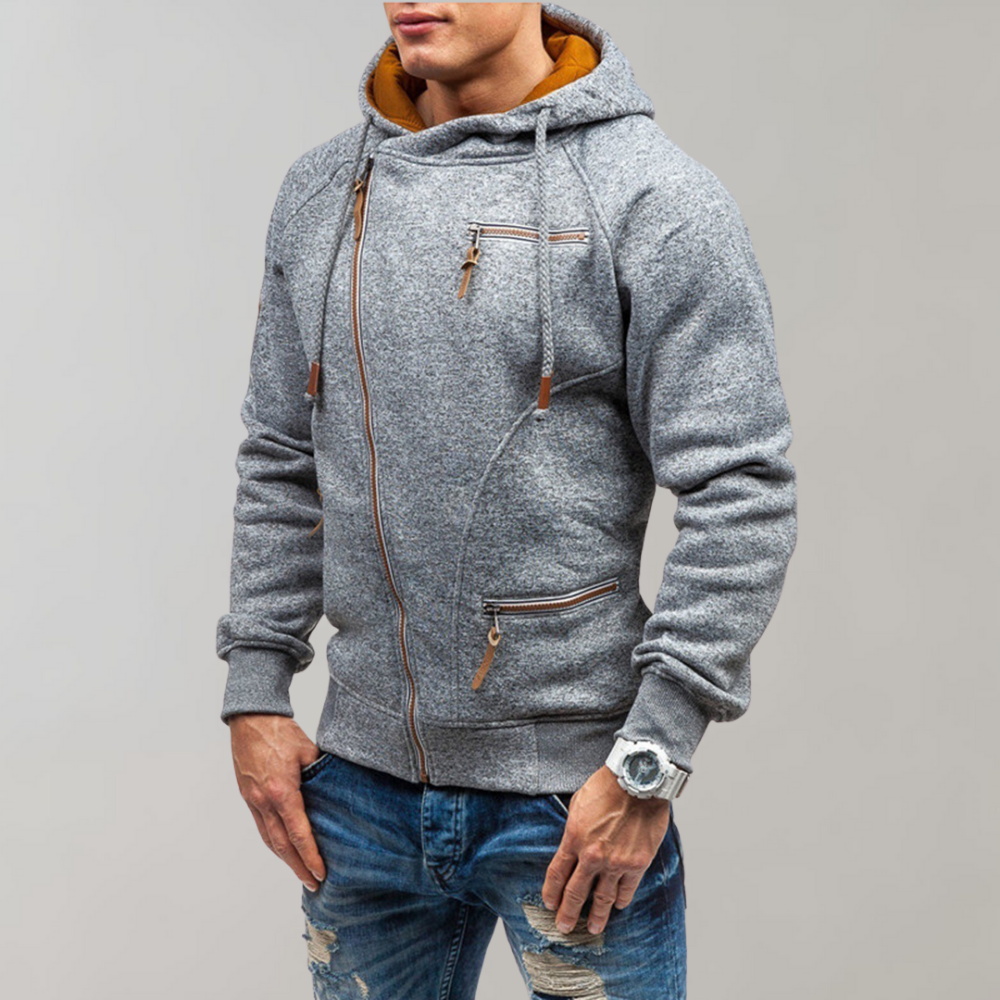Herre Hættejakke Med Lynlås Casual Stil