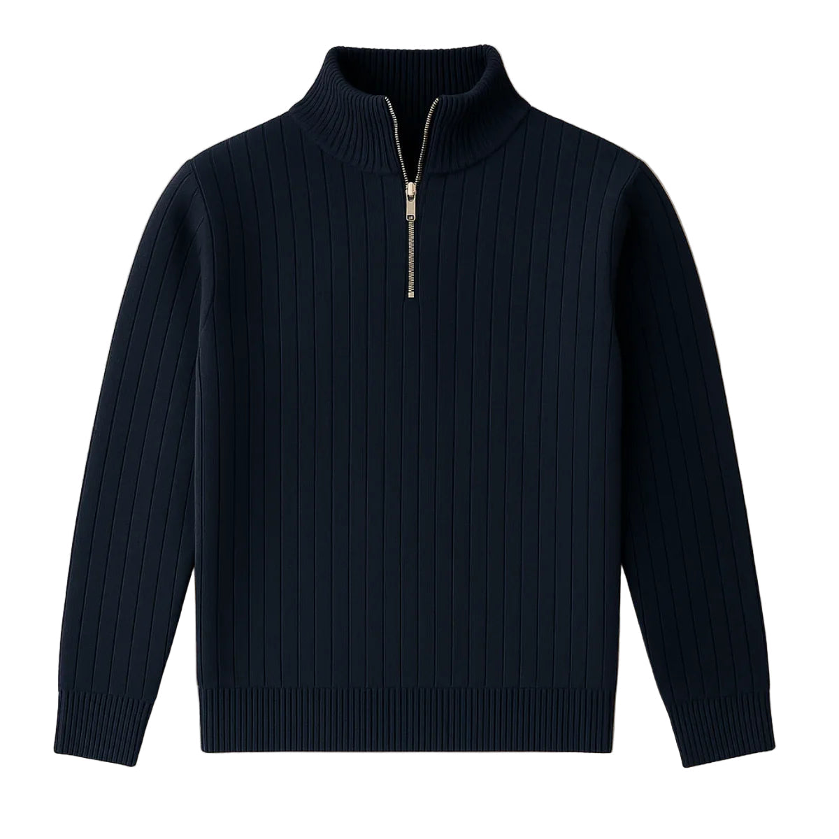 Herre Halv Lynlås Ribbet Jumper Moderne Strikblanding