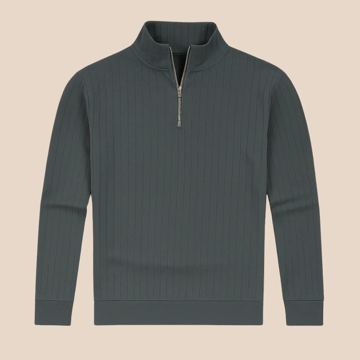 Herre Halv Lynlås Ribbet Jumper Moderne Strikblanding