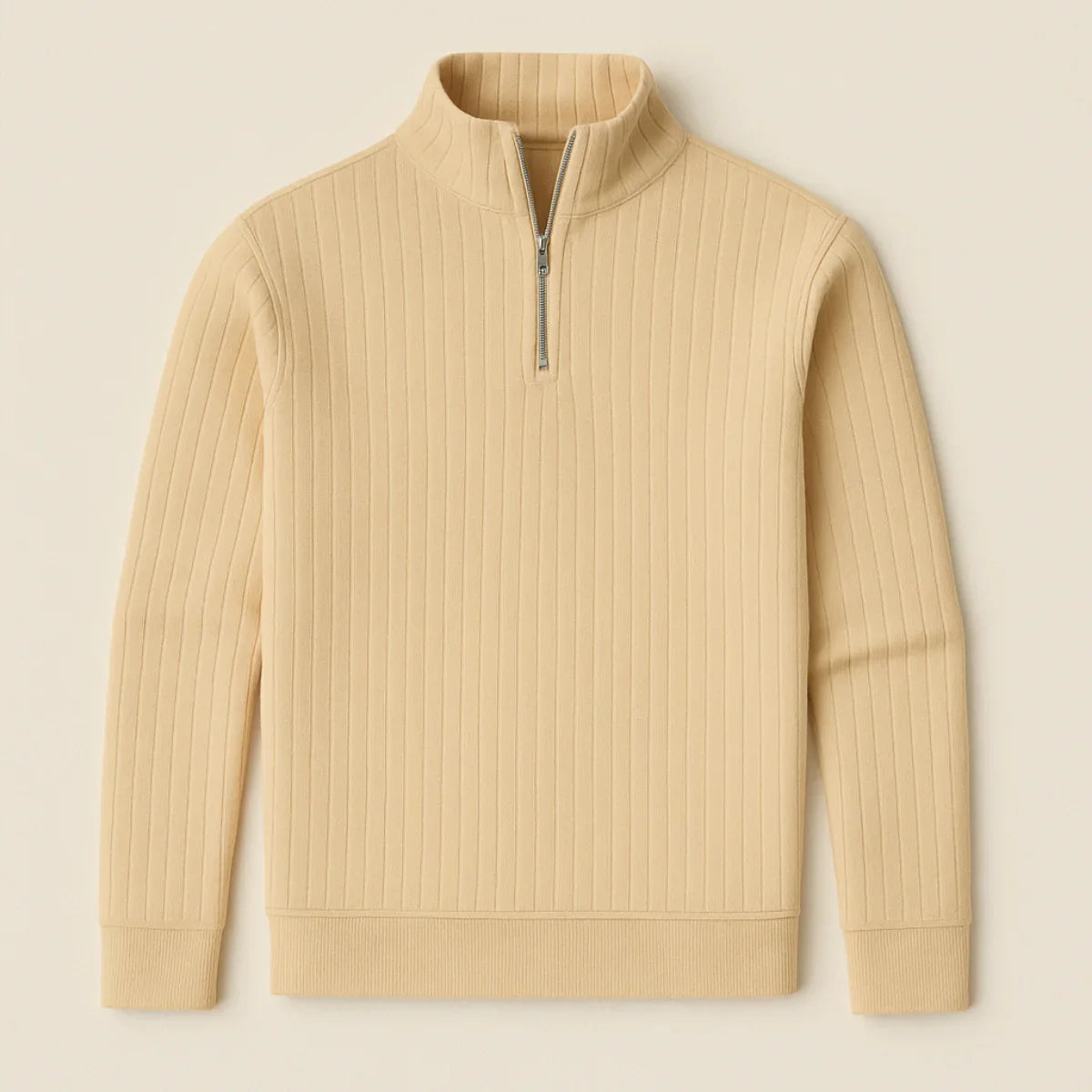 Herre Halv Lynlås Ribbet Jumper Moderne Strikblanding
