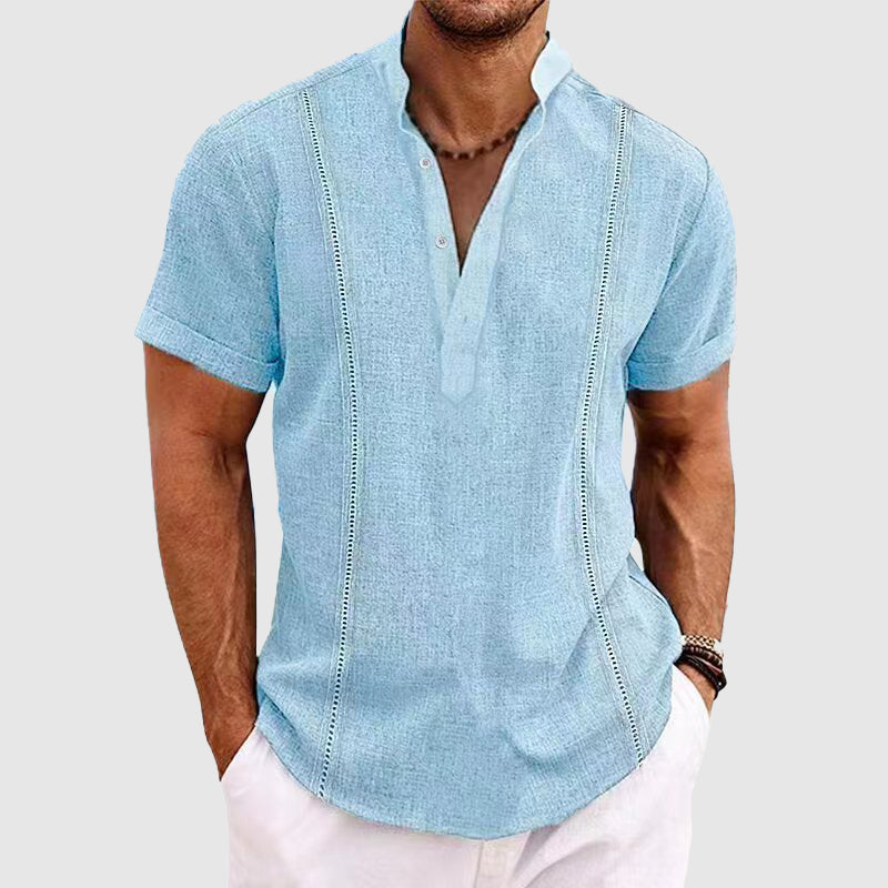 Herre Henley Skjorte Kortærmet Med Knapper