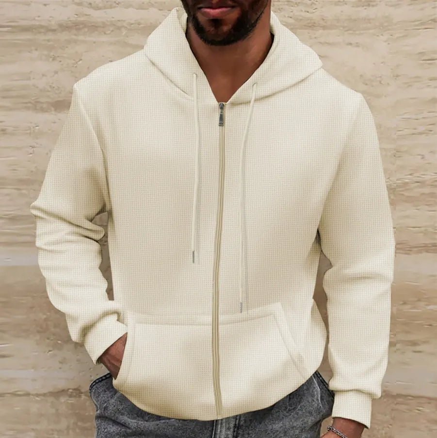 Herre Hooded Jakke - Regular Fit - Waffle Tekstur
