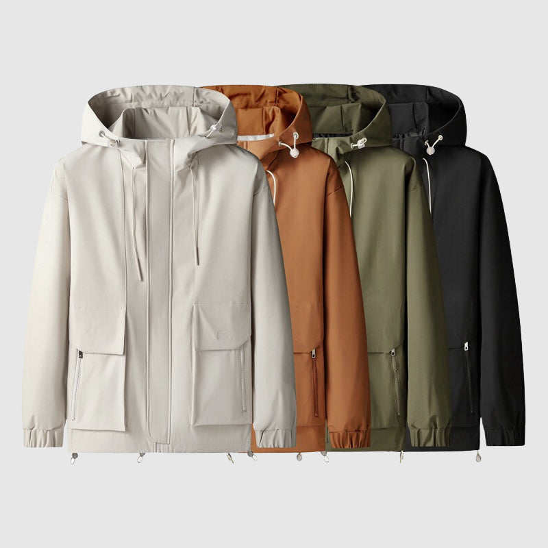 Herre Hooded Jakke Vandafvisende Med Lynlås