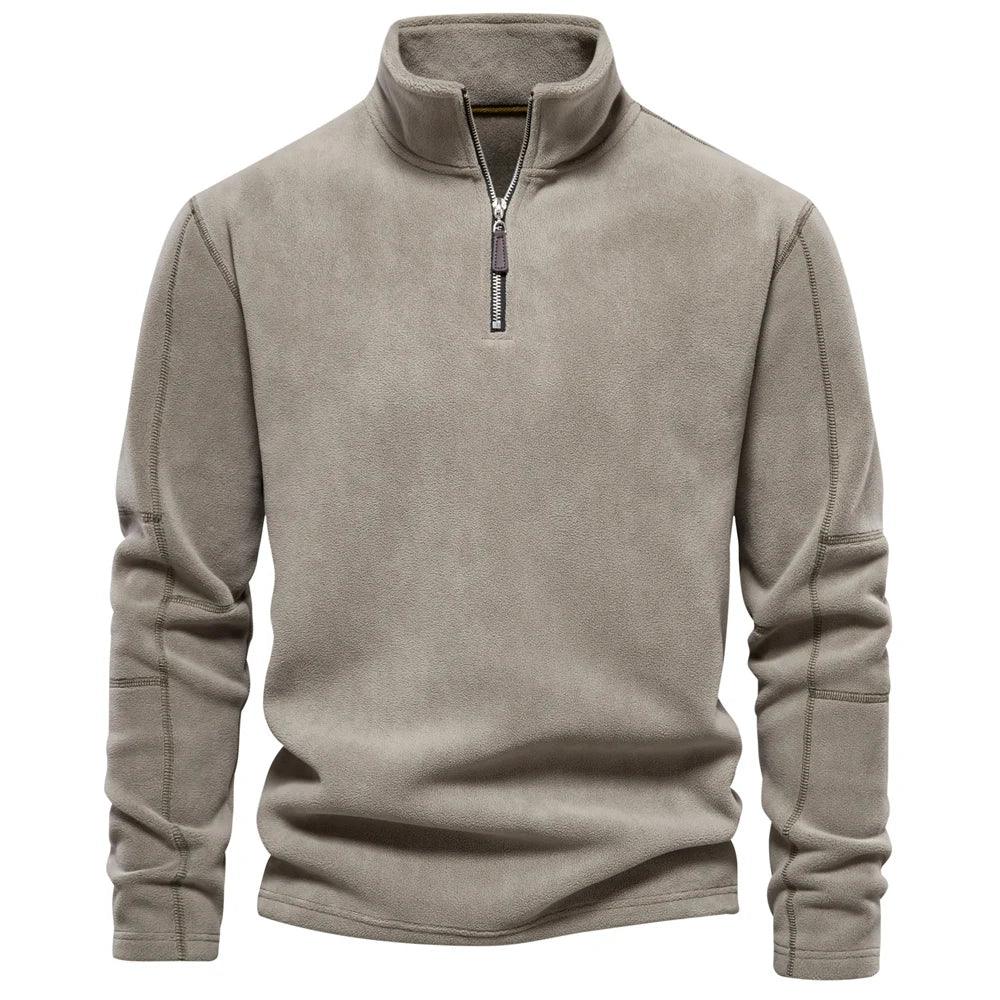 Herre Jakke Fleece Pullover Casual Stil med Halv Lynlås