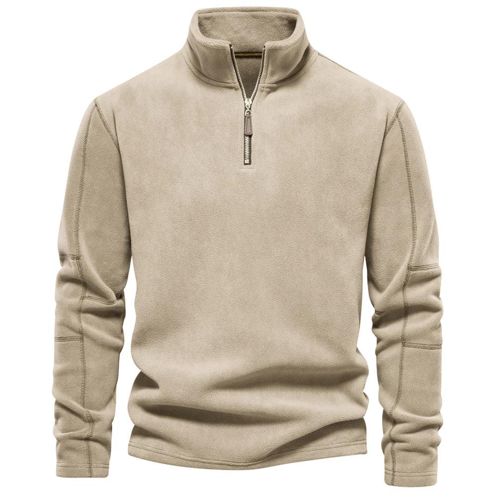 Herre Jakke Fleece Pullover Casual Stil med Halv Lynlås