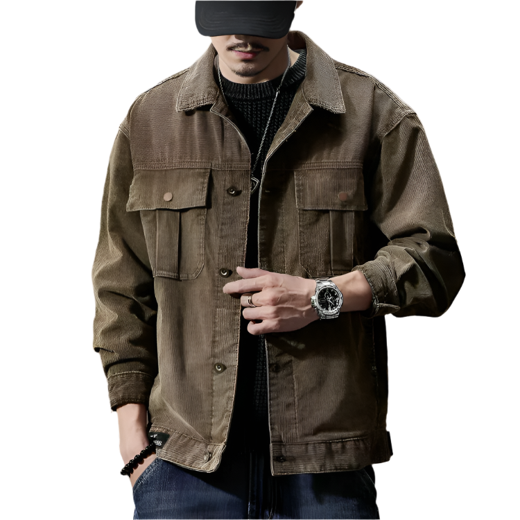 Herre Khaki Corduroy Jakke Robust Design