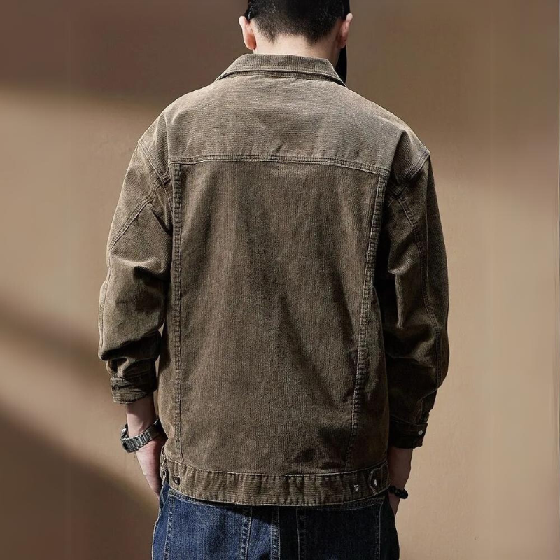 Herre Khaki Corduroy Jakke Robust Design