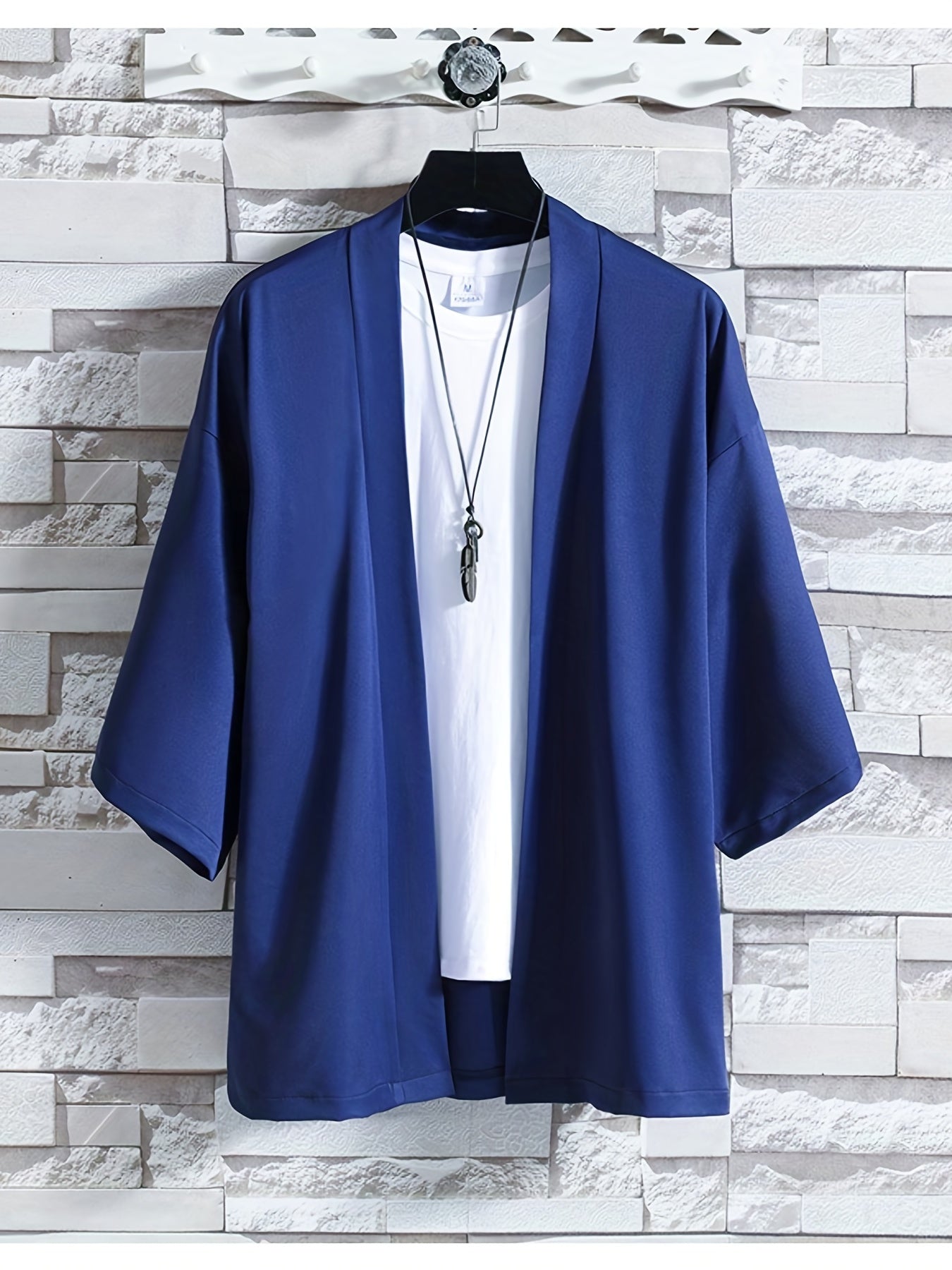 Herre Kimono i Japansk Stil med Åben Front