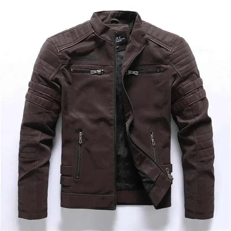 Herre Læderjakke Torino Vintage-Inspireret Regular Fit
