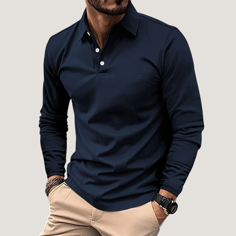 Herre Langærmet Polo T-shirt Casual Design
