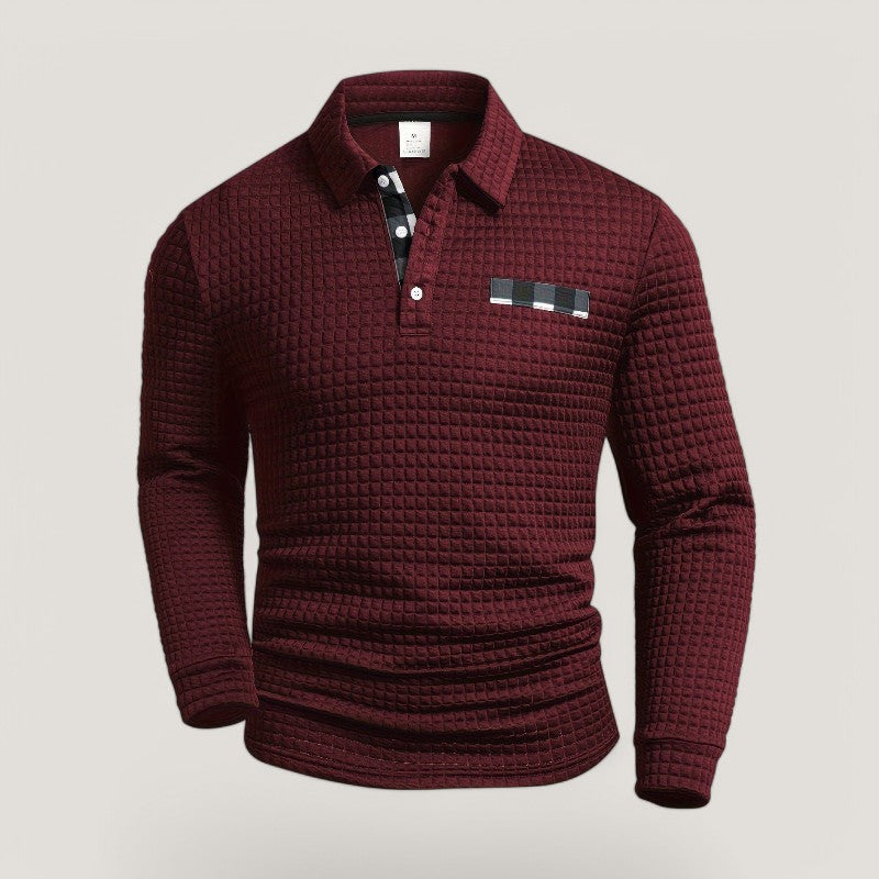 Herre Langærmet T Shirt Stribet Polyester med Skjortekrave
