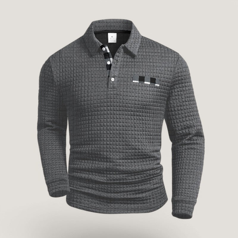 Herre Langærmet T Shirt Stribet Polyester med Skjortekrave