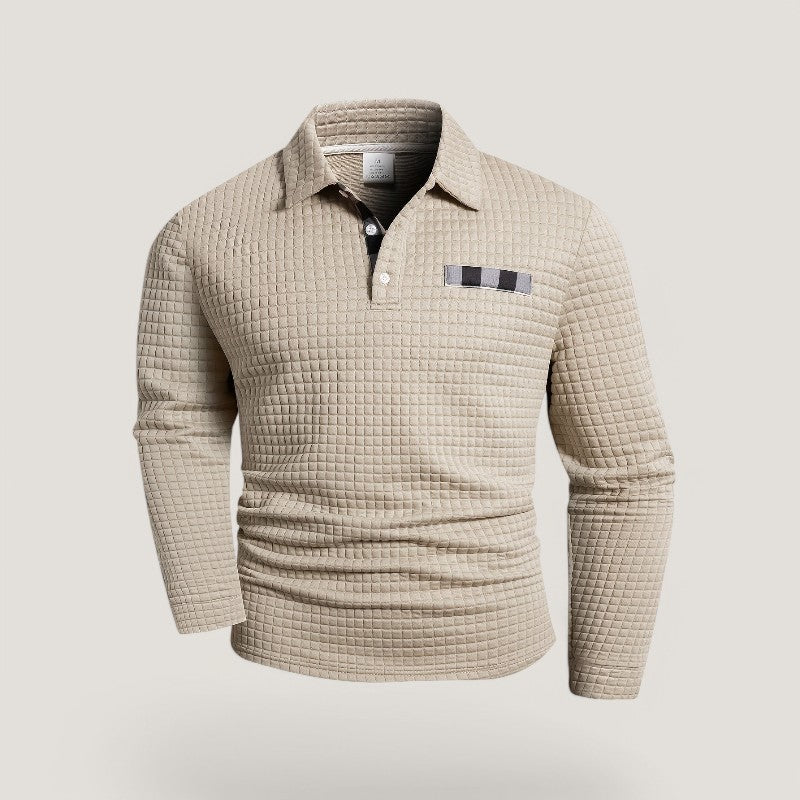 Herre Langærmet T Shirt Stribet Polyester med Skjortekrave