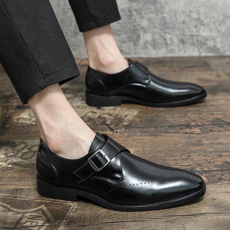 Herre Loafers Casual Sko til Festlige Anledninger, Slip-On Design, Læder og Skridsikker Sål