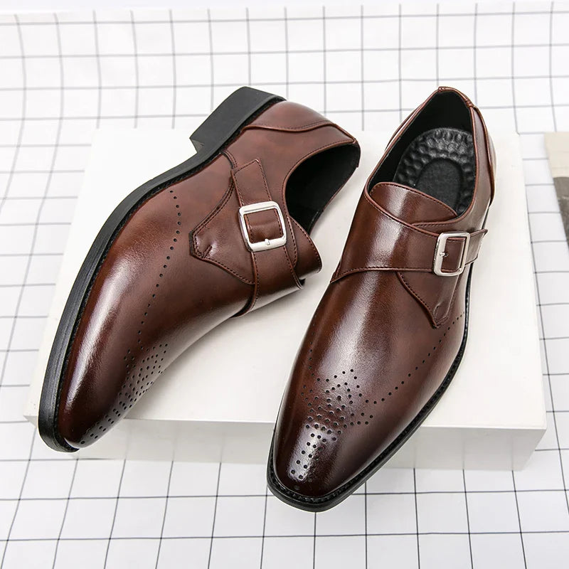 Herre Loafers Casual Sko til Festlige Anledninger, Slip-On Design, Læder og Skridsikker Sål