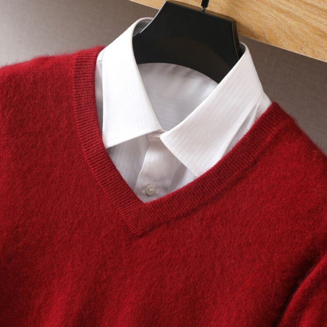 Herre Merino V-Hals Sweater Blød Uld