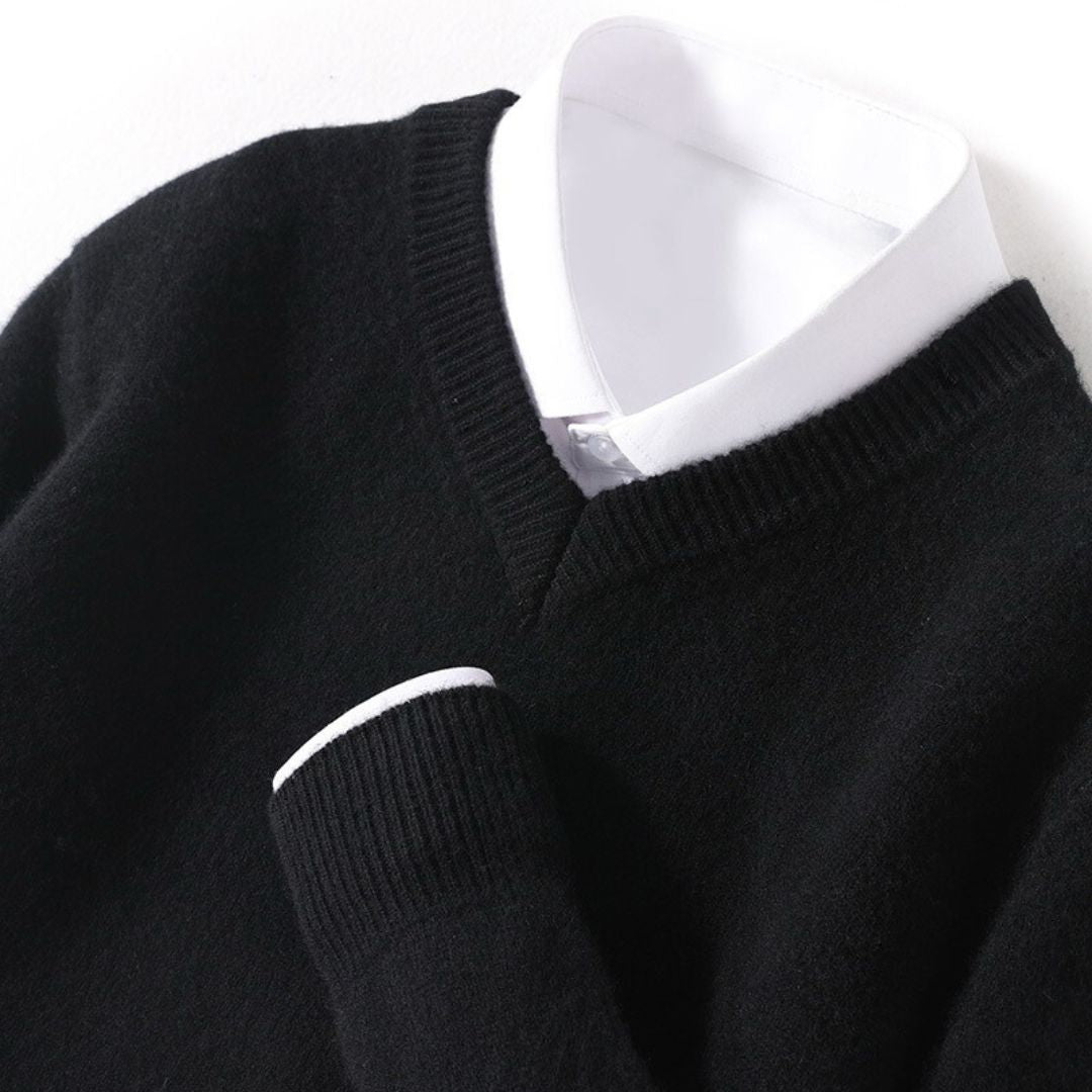 Herre Merino V-Hals Sweater Blød Uld