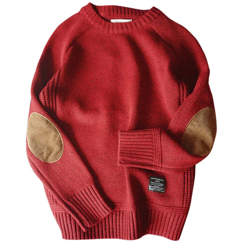 Herre Oversize Pullover Striktrøje med Patch Design