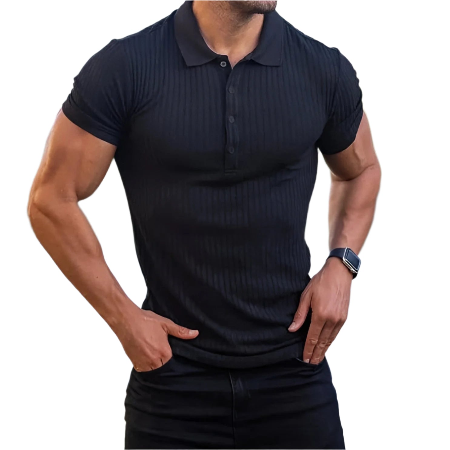 Herre Polo T-shirt Ribbet Chiffon