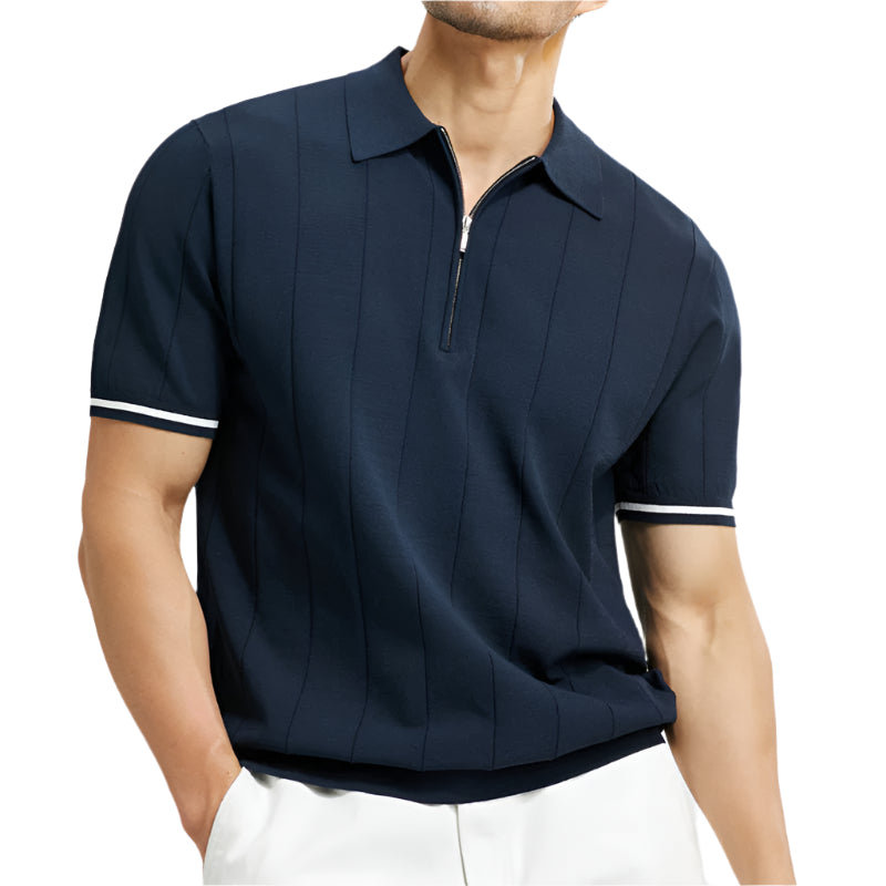 Herre Polo T-shirt i Bomuld med Quarter-Zip