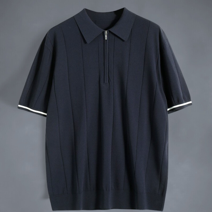 Herre Polo T-shirt i Bomuld med Quarter-Zip