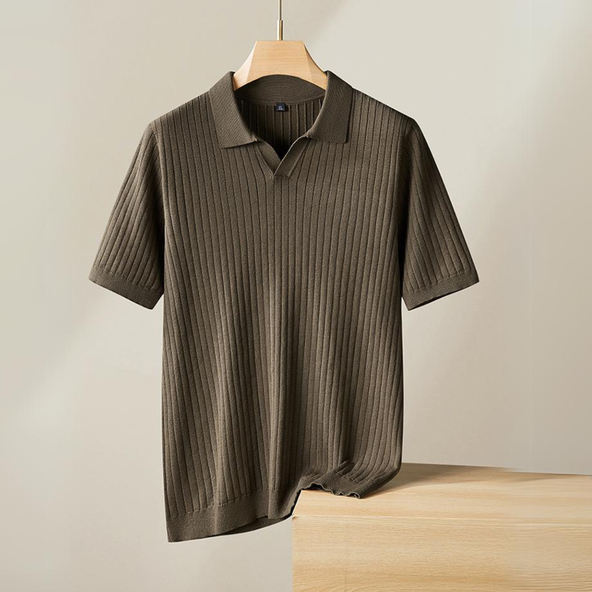 Herre Polo T-shirt med Ribbet Design