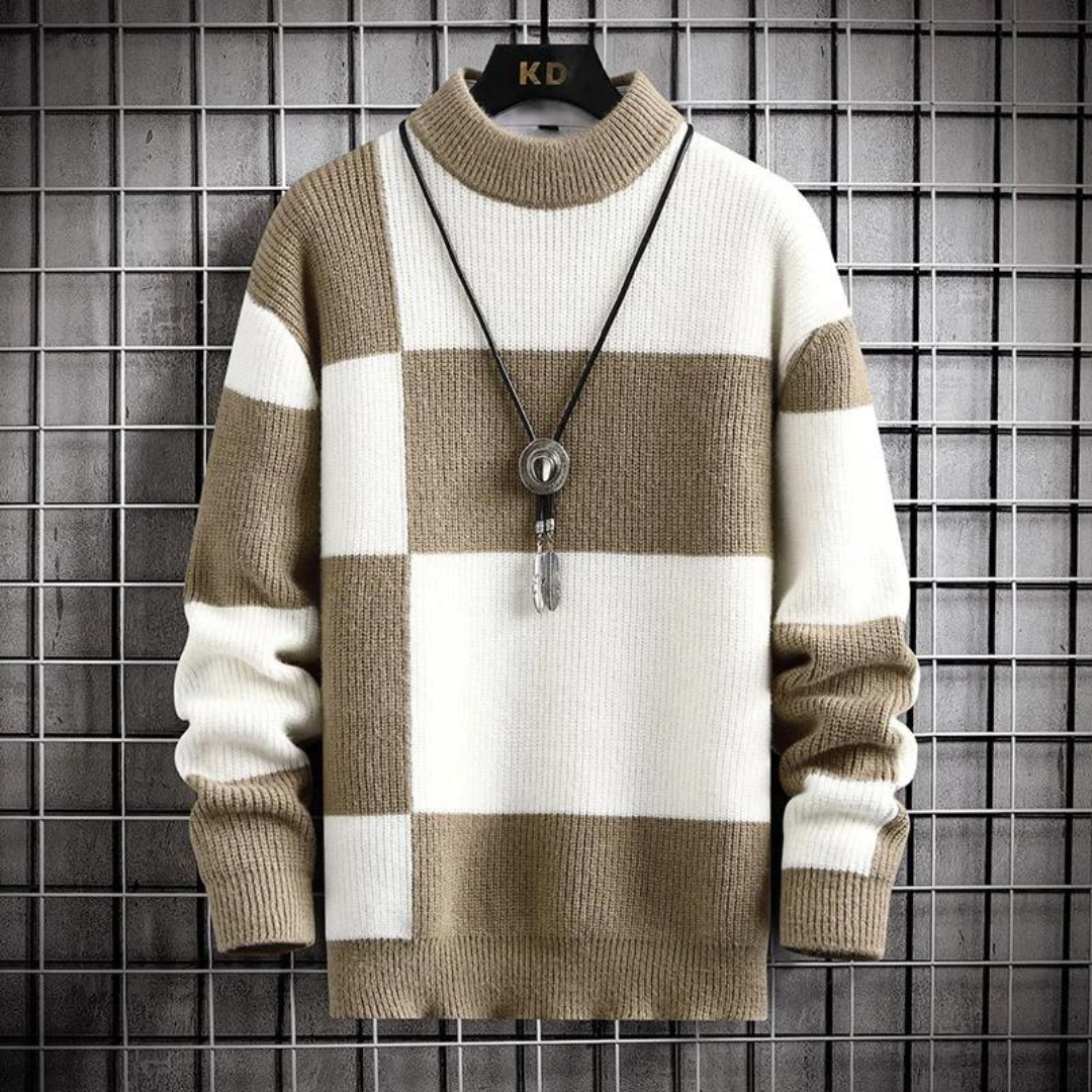 Herre Striktrøje Plaid Casual Løs Fit