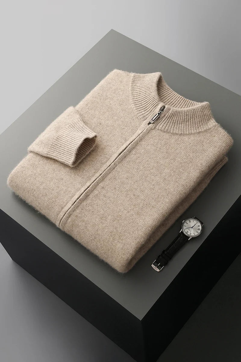 Herre Pullover Uldtrøje Med Mock Krave Langærmet Strik