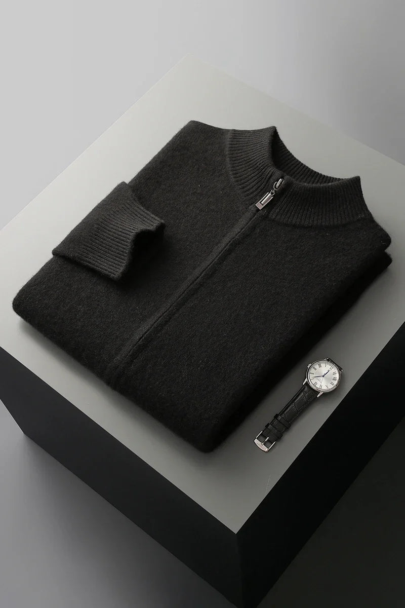 Herre Pullover Uldtrøje Med Mock Krave Langærmet Strik