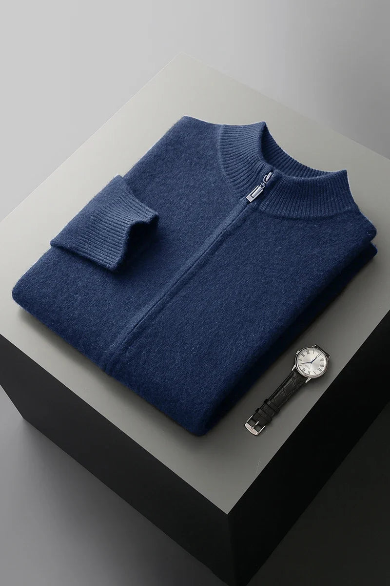Herre Pullover Uldtrøje Med Mock Krave Langærmet Strik