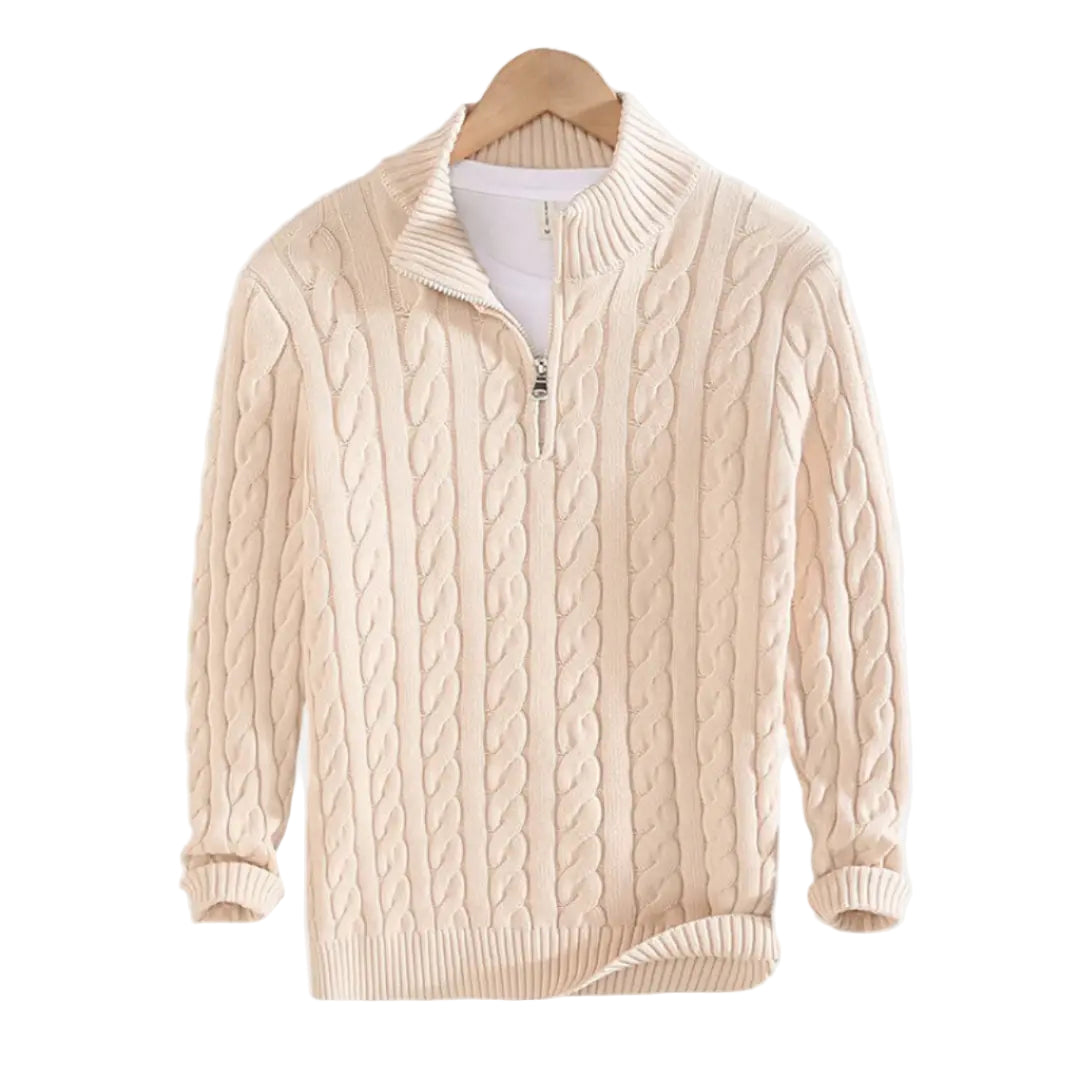 Herre Pullover med Halv Lynlås, Casual og Tidløs Stil