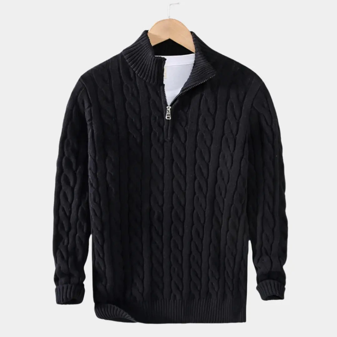 Herre Pullover med Halv Lynlås, Casual og Tidløs Stil