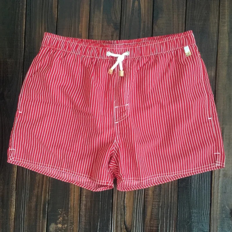 Herre Shorts med Elastisk Linning og Stribet Design