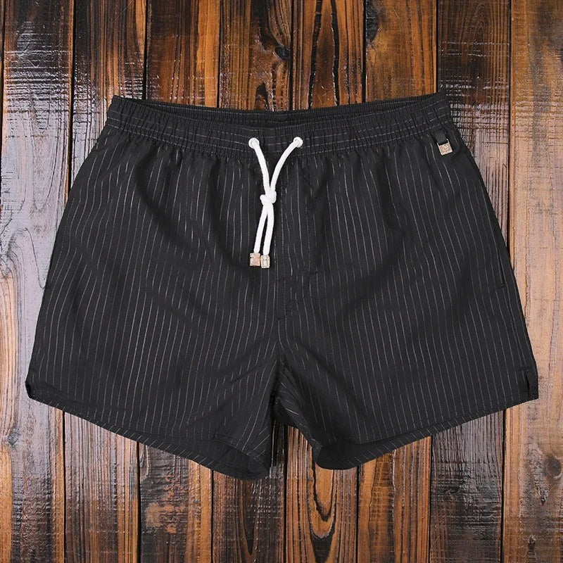 Herre Shorts med Elastisk Linning og Stribet Design