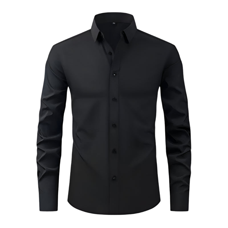 Herre Slim-Fit Skjorte Elastisk Krølfri Langærmet