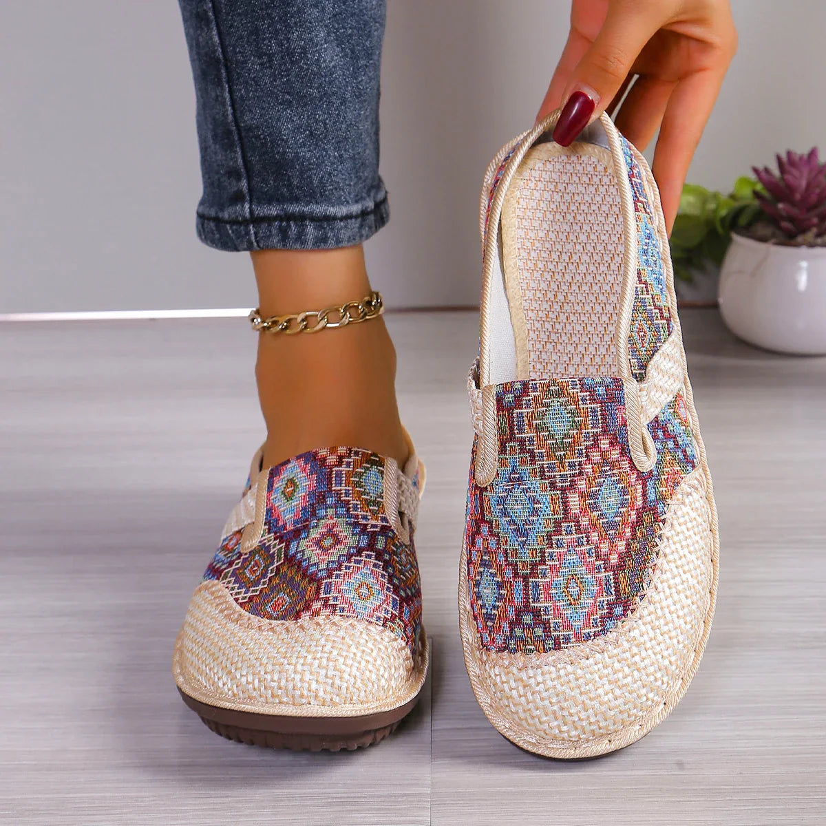 Damers slip-on sko Komfortabel design Pustende materiale