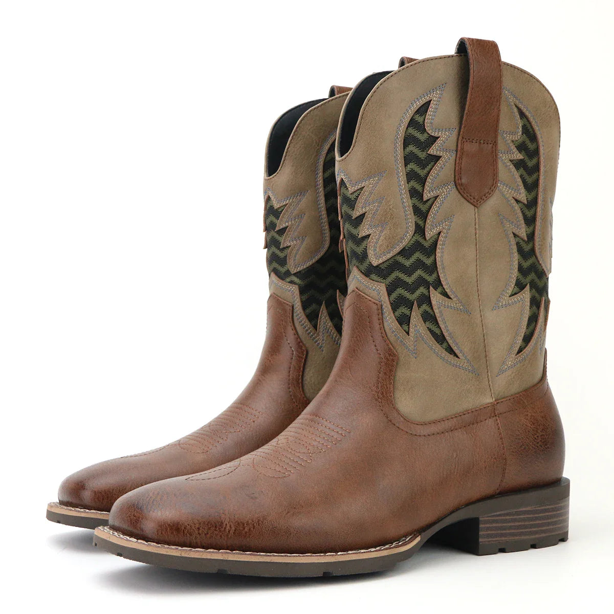 Herre Støvler Cowboy Læder Vintage Broderet Design
