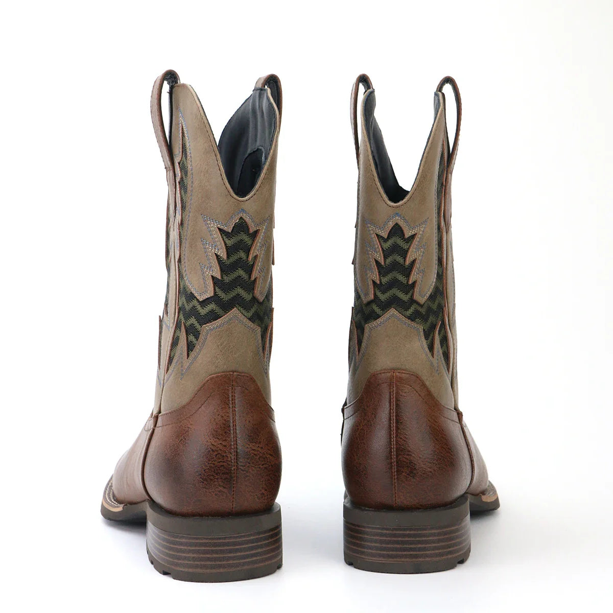 Herre Støvler Cowboy Læder Vintage Broderet Design