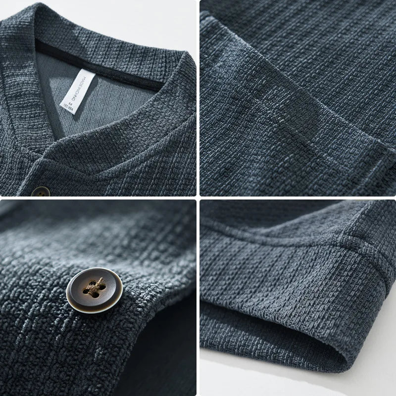 Herre Strikket Cardigan med Unik Struktur