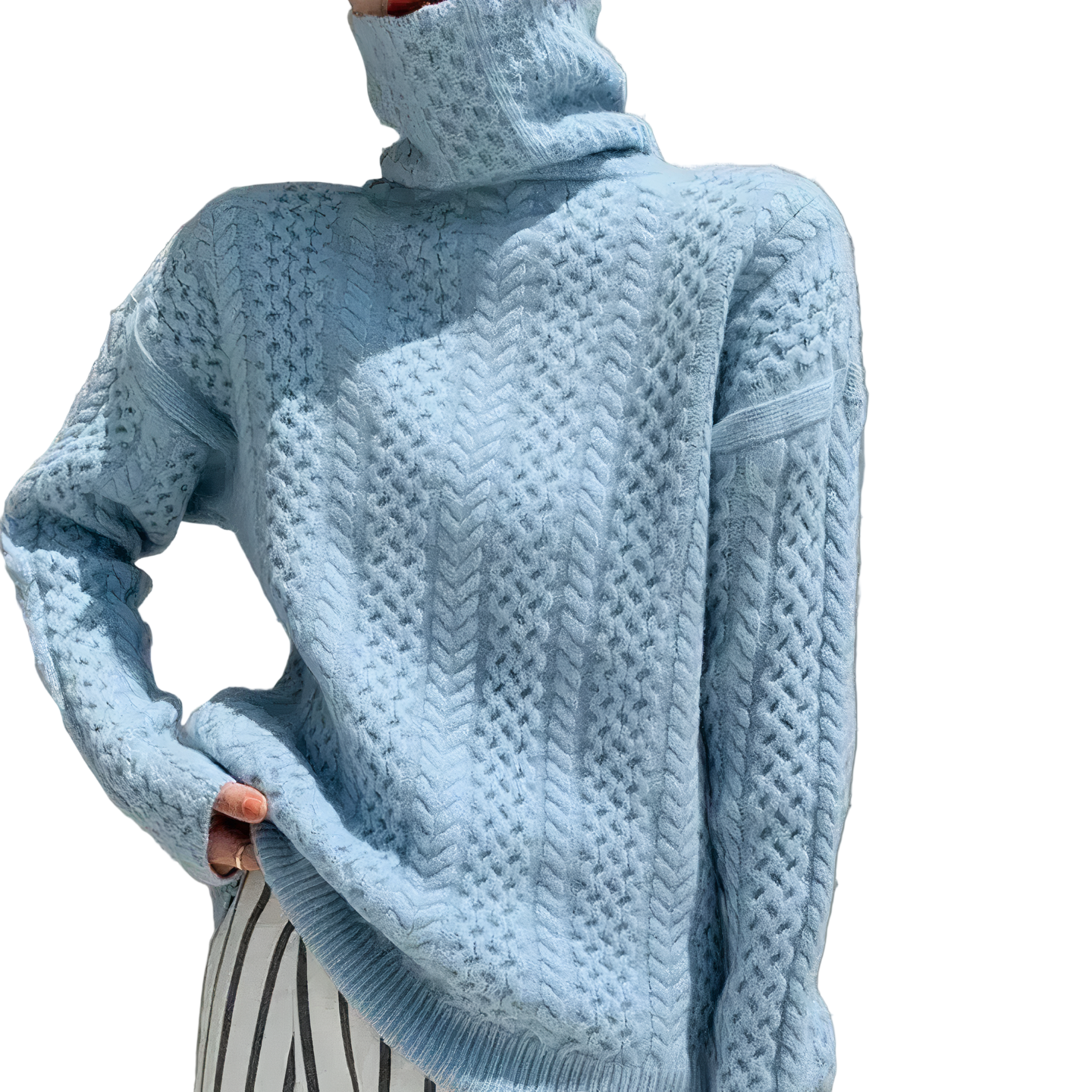 Kvinders Cashmere Sweater med Turtleneck og Løs Pasform