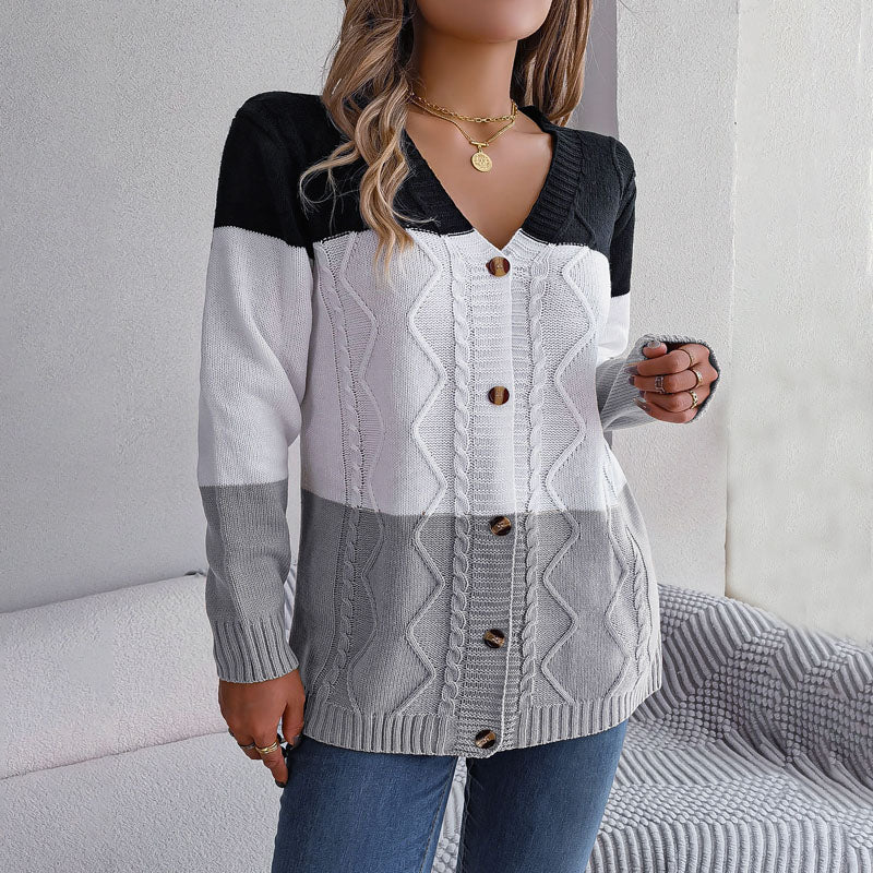 Herre Strikket Sweater med V-ring Knapper