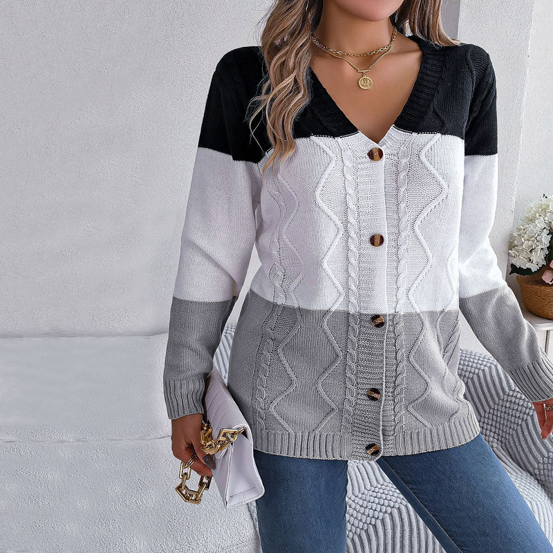 Herre Strikket Sweater med V-ring Knapper