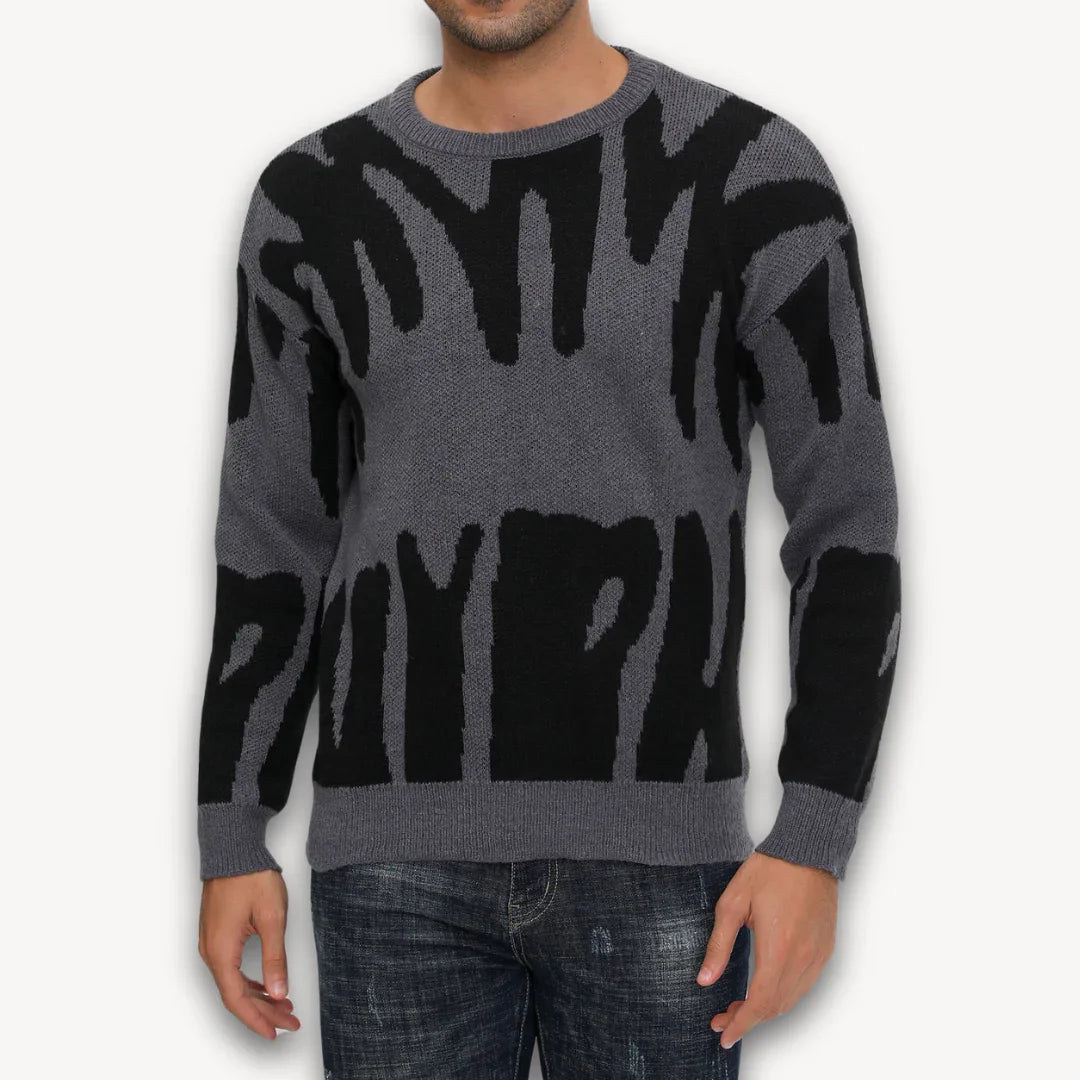 Herre Striktrøje Grafisk Crewneck