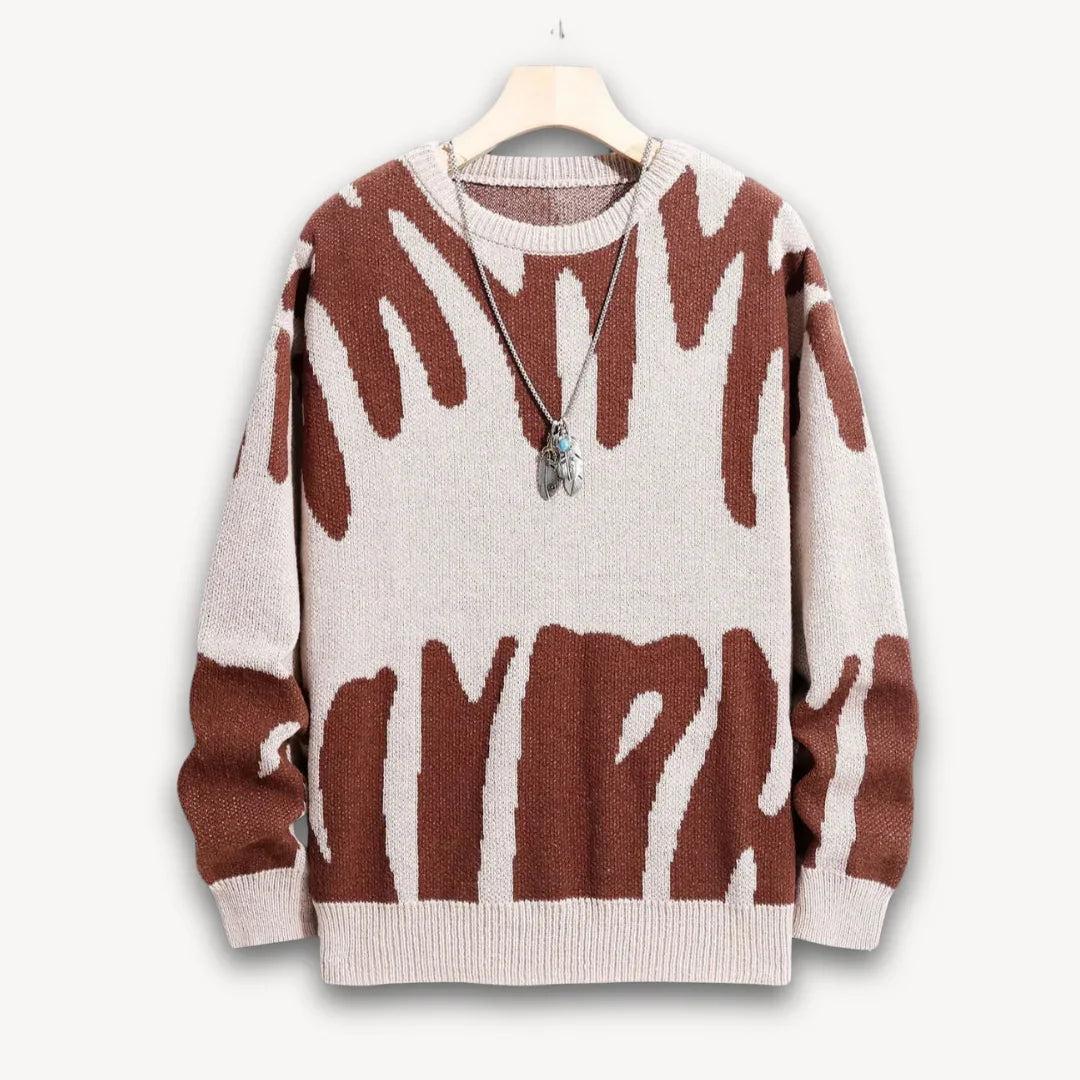 Herre Striktrøje Grafisk Crewneck
