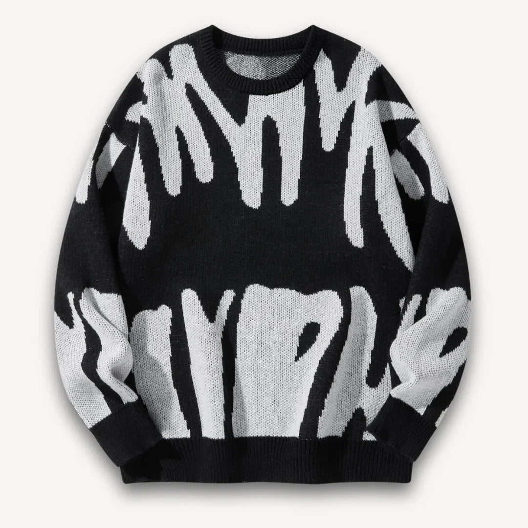 Herre Striktrøje Grafisk Crewneck