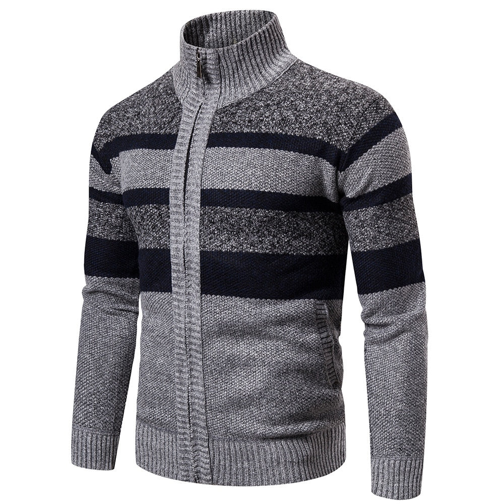 Herre Striktrøje Stribet Slim Fit Cardigan