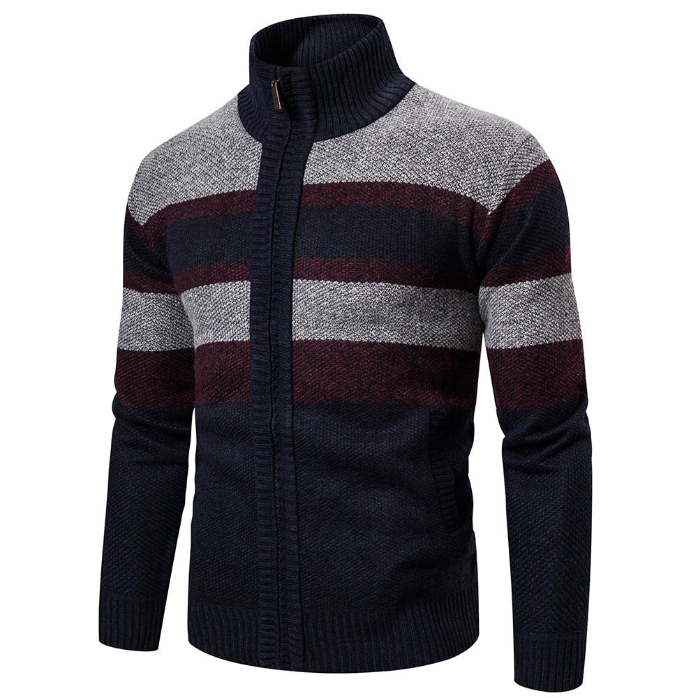 Herre Striktrøje Stribet Slim Fit Cardigan