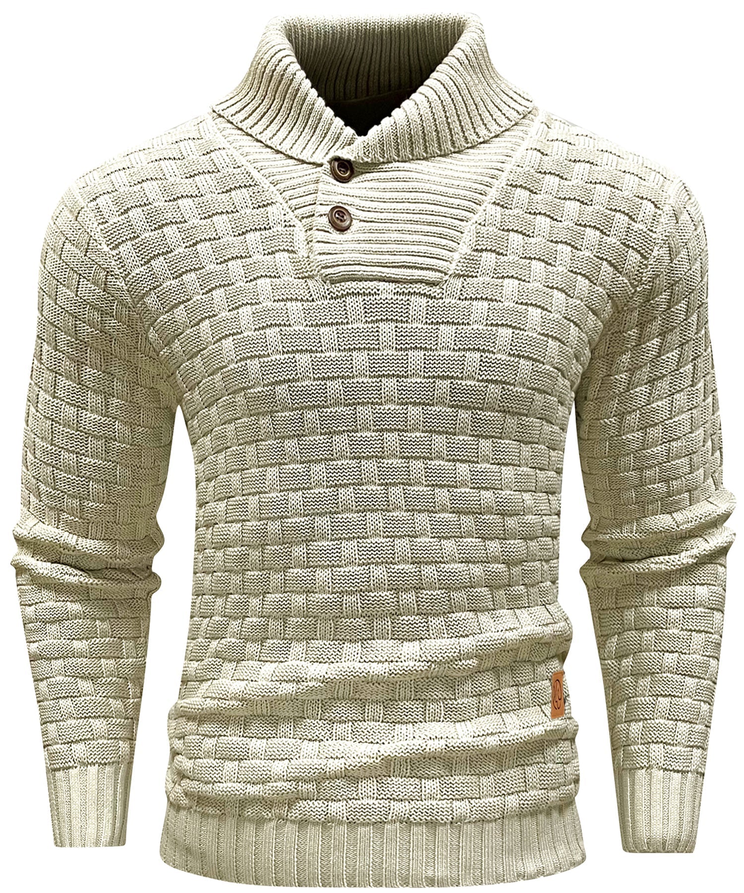 Herre Sweater Pullover med Høj Krave og Knaplukning