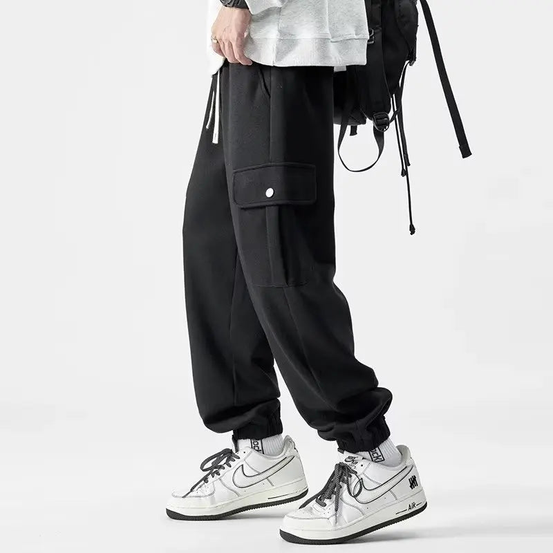 Herre Sweatpants Cargo Design i Blødt Bomuldsblanding