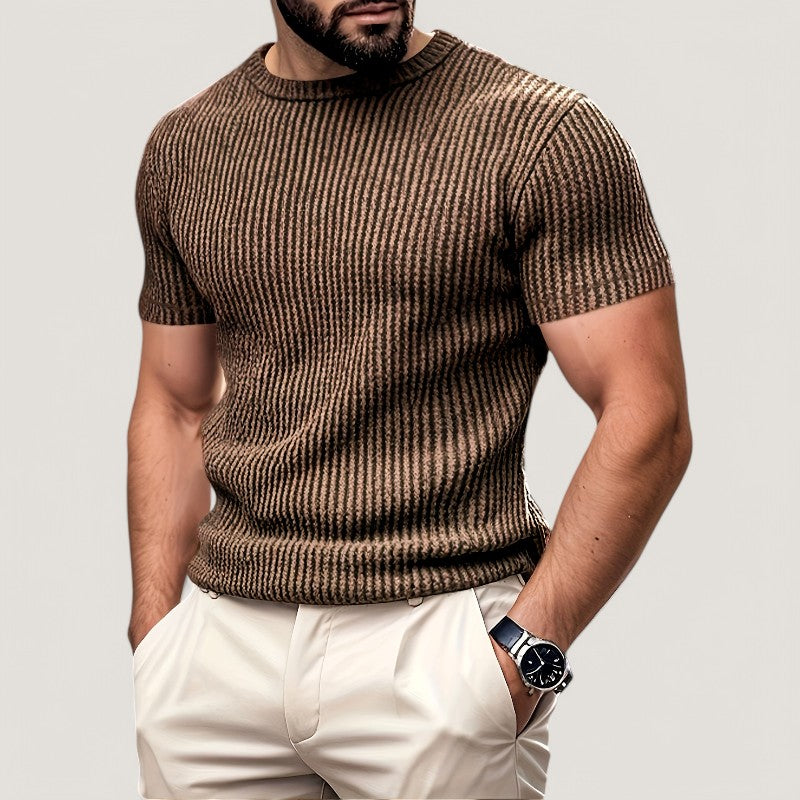 Herre T-Shirt Korte Ærmer Jacquard Polyester Regular Fit